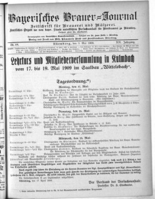 Bayerisches Brauer-Journal Montag 3. Mai 1909