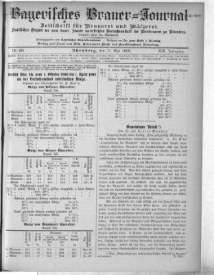 Bayerisches Brauer-Journal Montag 17. Mai 1909