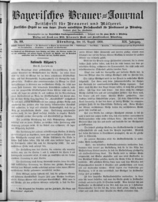 Bayerisches Brauer-Journal Montag 16. August 1909