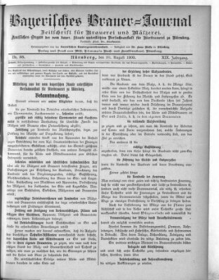 Bayerisches Brauer-Journal Montag 30. August 1909