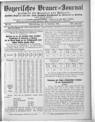 Bayerisches Brauer-Journal Montag 13. September 1909