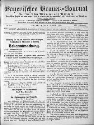 Bayerisches Brauer-Journal Montag 8. November 1909