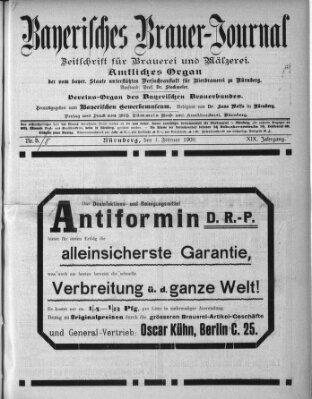 Bayerisches Brauer-Journal Montag 1. Februar 1909