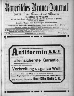 Bayerisches Brauer-Journal Montag 5. April 1909