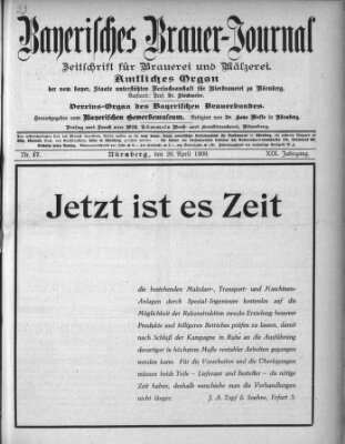 Bayerisches Brauer-Journal Montag 26. April 1909