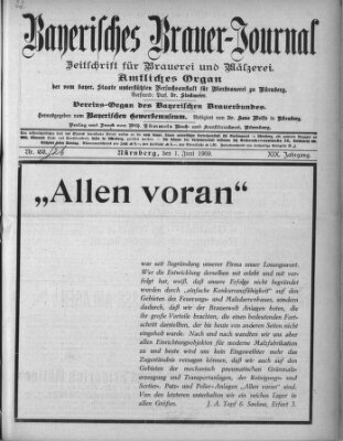 Bayerisches Brauer-Journal Dienstag 1. Juni 1909