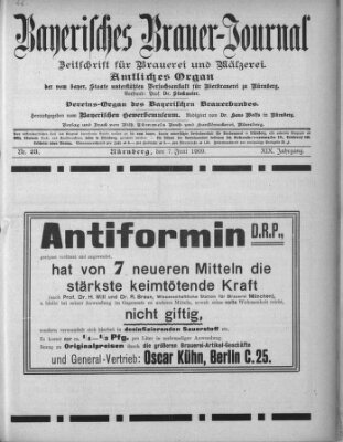 Bayerisches Brauer-Journal Montag 7. Juni 1909