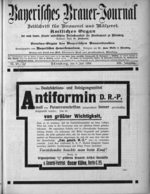 Bayerisches Brauer-Journal Montag 5. Juli 1909