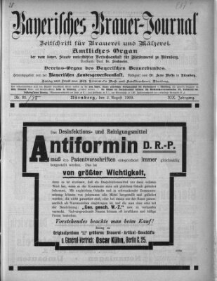 Bayerisches Brauer-Journal Montag 2. August 1909