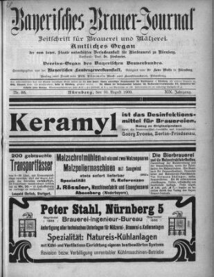 Bayerisches Brauer-Journal Montag 30. August 1909