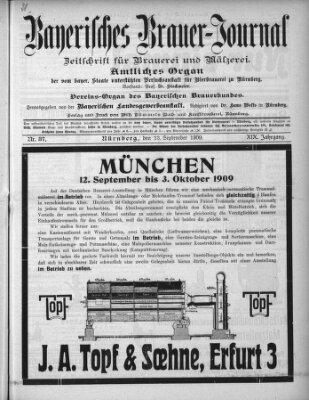 Bayerisches Brauer-Journal Montag 13. September 1909