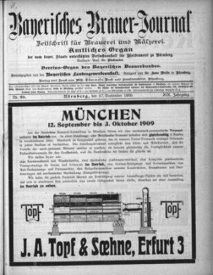 Bayerisches Brauer-Journal Montag 27. September 1909