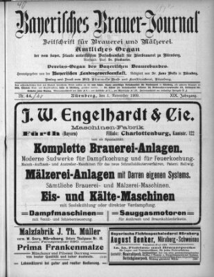 Bayerisches Brauer-Journal Montag 1. November 1909