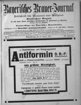 Bayerisches Brauer-Journal Montag 10. Januar 1910