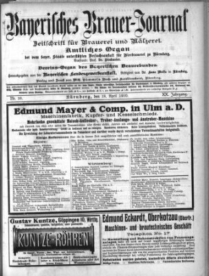 Bayerisches Brauer-Journal Montag 18. April 1910