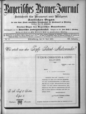 Bayerisches Brauer-Journal Montag 25. April 1910