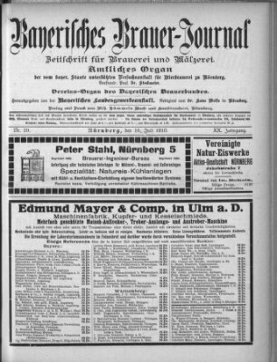 Bayerisches Brauer-Journal Montag 18. Juli 1910