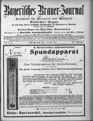 Bayerisches Brauer-Journal Montag 1. August 1910