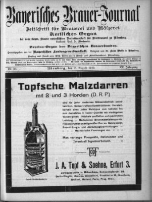 Bayerisches Brauer-Journal Montag 15. August 1910