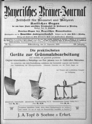 Bayerisches Brauer-Journal Montag 12. September 1910