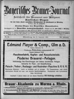 Bayerisches Brauer-Journal Montag 19. September 1910