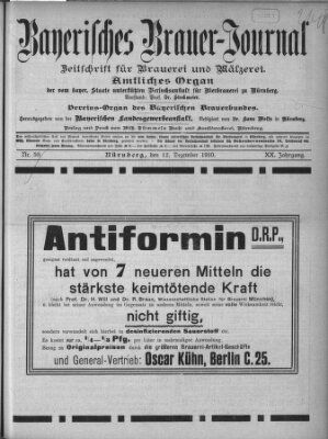 Bayerisches Brauer-Journal Montag 12. Dezember 1910