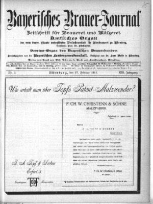 Bayerisches Brauer-Journal Montag 27. Februar 1911