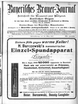 Bayerisches Brauer-Journal Montag 20. März 1911