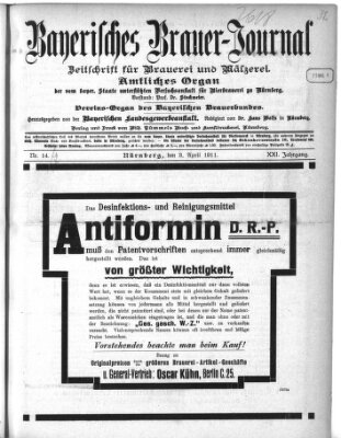 Bayerisches Brauer-Journal Montag 3. April 1911