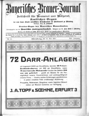 Bayerisches Brauer-Journal Montag 22. Mai 1911