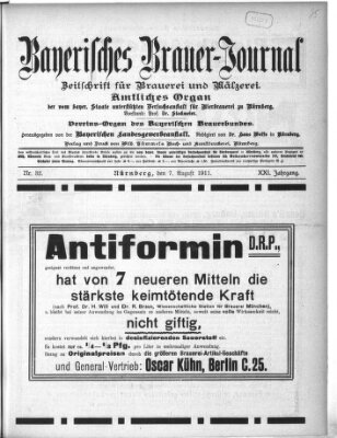 Bayerisches Brauer-Journal Montag 7. August 1911