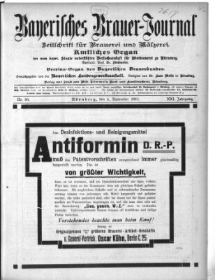 Bayerisches Brauer-Journal Montag 4. September 1911