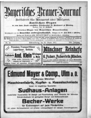 Bayerisches Brauer-Journal Montag 23. Oktober 1911