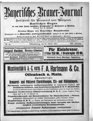 Bayerisches Brauer-Journal Montag 30. Oktober 1911