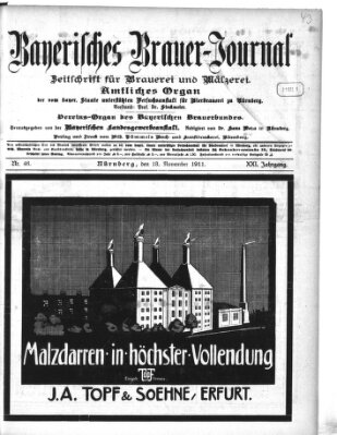 Bayerisches Brauer-Journal Montag 13. November 1911