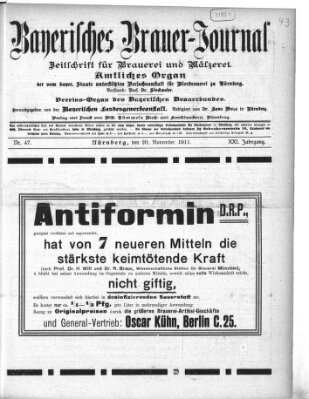 Bayerisches Brauer-Journal Montag 20. November 1911