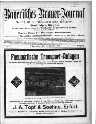 Bayerisches Brauer-Journal Montag 18. Dezember 1911