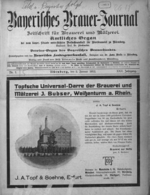 Bayerisches Brauer-Journal Dienstag 2. Januar 1912