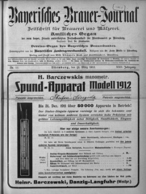 Bayerisches Brauer-Journal Montag 18. März 1912