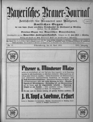 Bayerisches Brauer-Journal Montag 22. April 1912