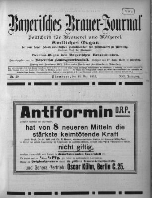 Bayerisches Brauer-Journal Montag 13. Mai 1912