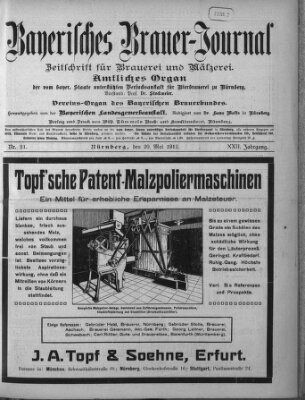 Bayerisches Brauer-Journal Montag 20. Mai 1912