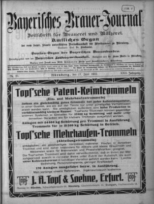 Bayerisches Brauer-Journal Montag 17. Juni 1912