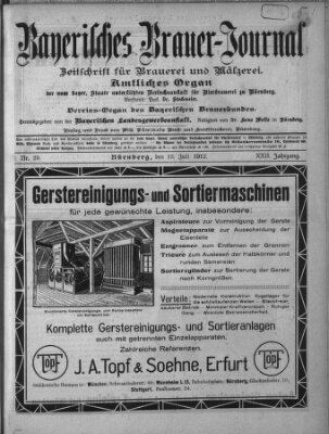 Bayerisches Brauer-Journal Montag 15. Juli 1912