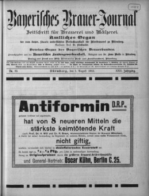 Bayerisches Brauer-Journal Montag 5. August 1912