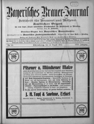 Bayerisches Brauer-Journal Montag 12. August 1912