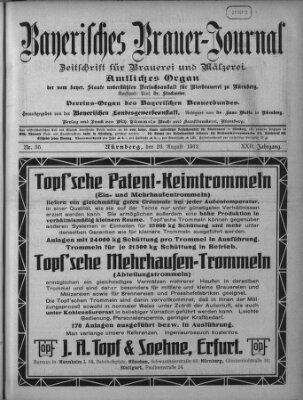 Bayerisches Brauer-Journal Montag 26. August 1912