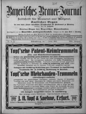 Bayerisches Brauer-Journal Montag 7. Oktober 1912