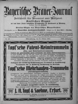 Bayerisches Brauer-Journal Montag 21. Oktober 1912