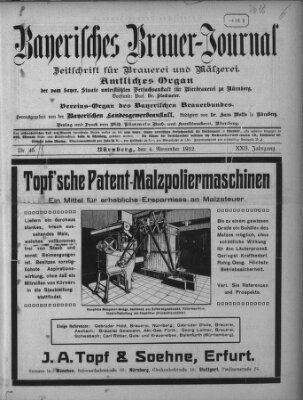 Bayerisches Brauer-Journal Montag 4. November 1912